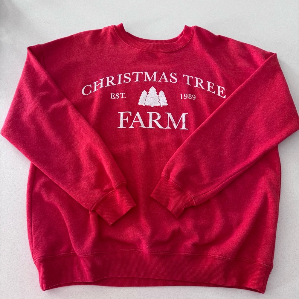 Dry Goods Originality T-Swift (Song Title) Christmas Tree Farm Red Sweatshirt